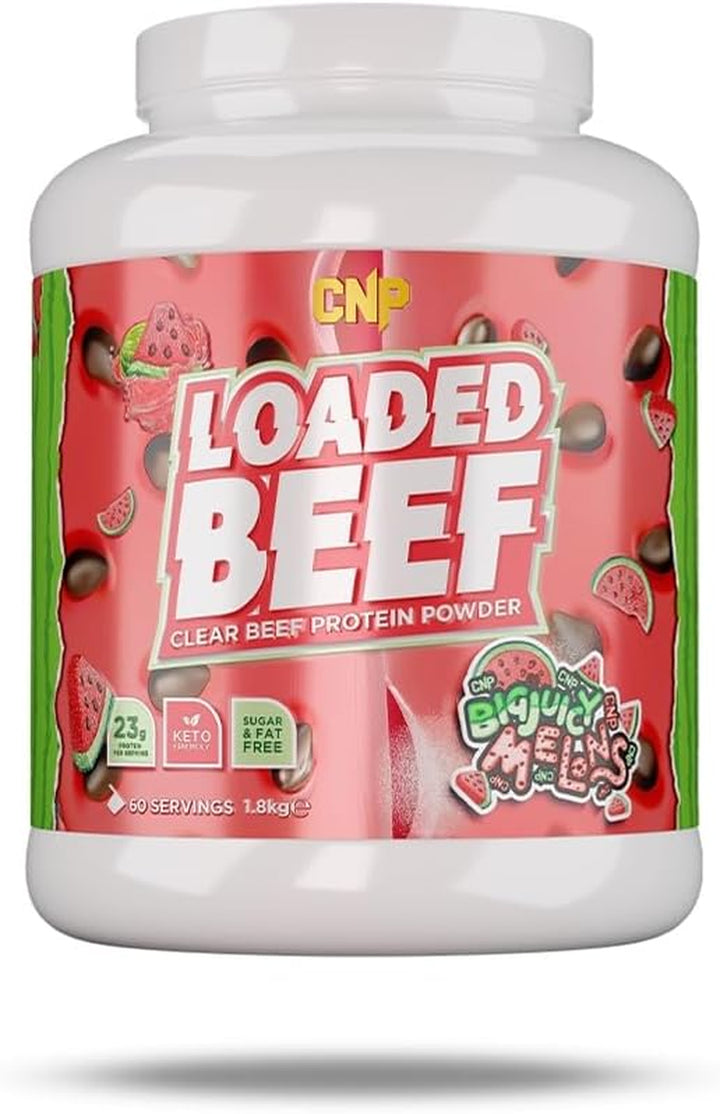 Loaded Beef, Clear Beef Protein Powder, 23G Clear Collagen Protein, Keto Friendly, Virtually Sugar & Fat Free, 60 Servings 6 Great Tasting Flavours (1.8Kg, Cherry Cola)