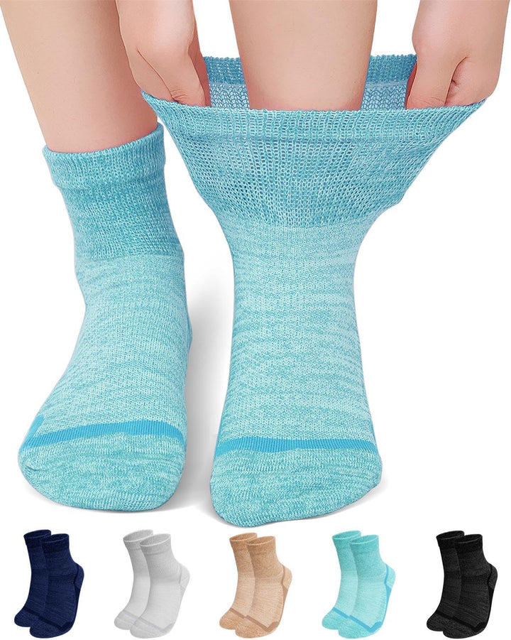 Diabetic Socks Bamboo for Women: Extra Wide Soft Top Ankle Socks for Swollen Feet Seamless Toe Hospital with Gentle Grips Non-Elastic Loose Fitting Edema Sock