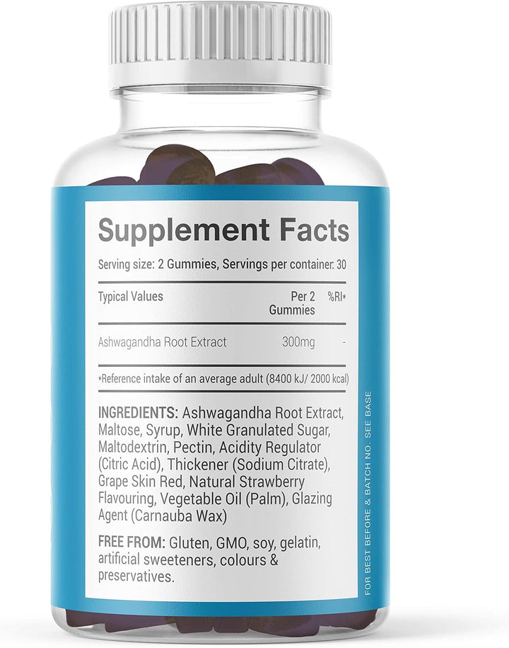Ashwagandha High Strength Gummies | Delicious Ashwagandha Supplement with Pure Root Powder Extract | Vegan, Gluten-Free, Non-Gmo | 60 Gummies