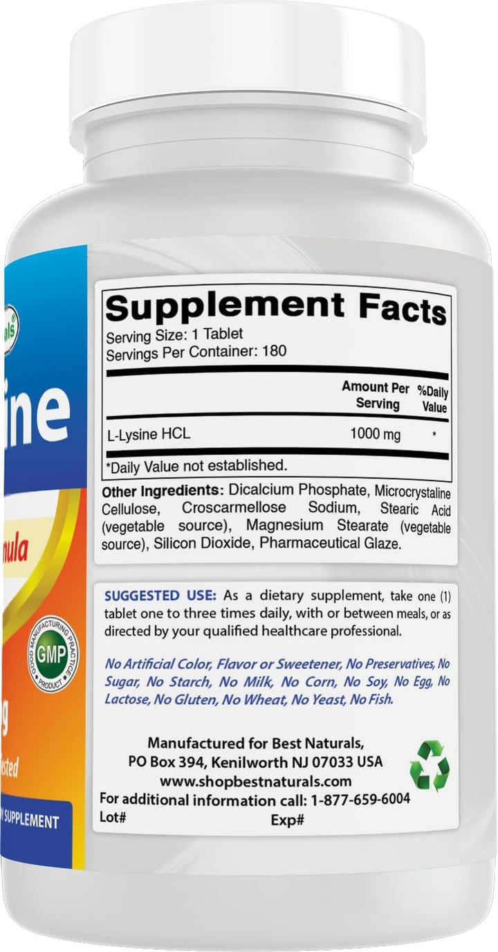 L-Lysine 1000 Mg 180 Tablets