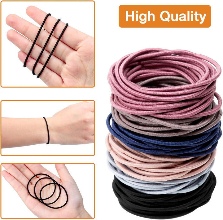 120 PCS Elastic Hair Bands, 2Mm Hair Ties Elastic Bobbles Hairbands Ponytail Holders No Metal Gentle Hair Bands for Women Girls Kids