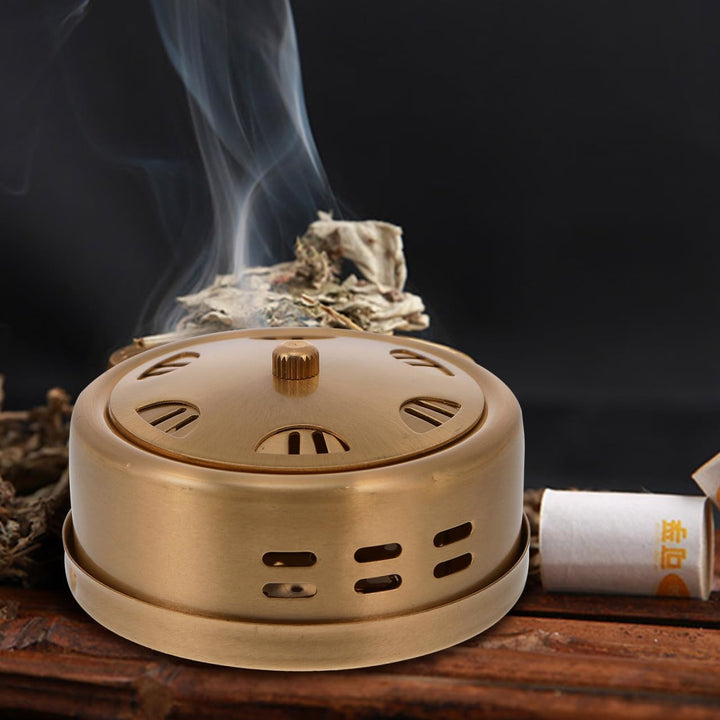 Copper Moxibustion Box 3 Pcs Portable Moxa Burner Case with 6-Hole Design for Home and Massage Therapy Thickened Texture Prevents Stick Dropping