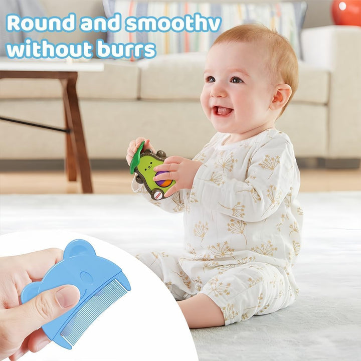 Baby Cradle Cap Brush,2 Pcs Cradle Cap Comb, Silicone Massage Brush, Baby Bath Brush,Soft No Damage Baby Scalp Brush, Baby Hair Comb, for Newborn Baby Hair Grooming (Blue-Pink)