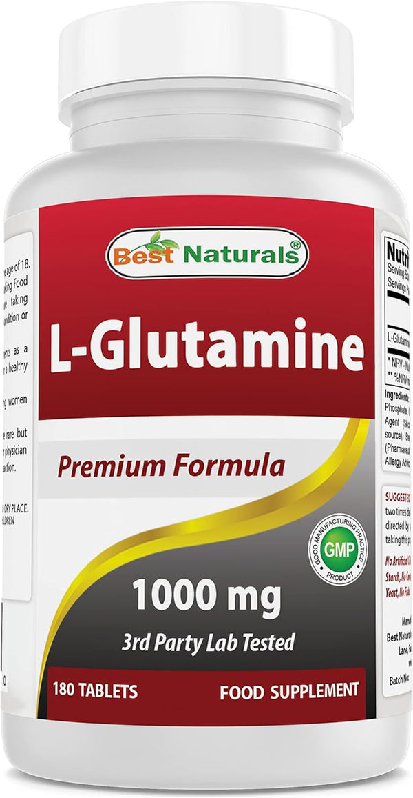 L-Glutamine 1000 Mg 180 Tablets - Glutamine Fuel for Workout & Supports Muscle Recovery from Workouts (180 Count (Pack of 1))