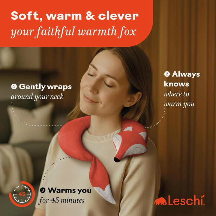 Wheat Bag Microwavable - 100% Organic Cotton and Organic Wheat - Fox Red - Microwave Pillow, Unscented - Snug Grain Pillow Ideal for Tension in Back, Neck and Shoulders