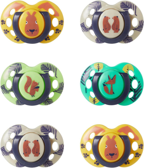 Fun Soothers, 18-36M, 6 Pack, Symmetrical Silicone Teat, Orthodontic Design, Bpa-Free Dummy, Breathable Air Holes