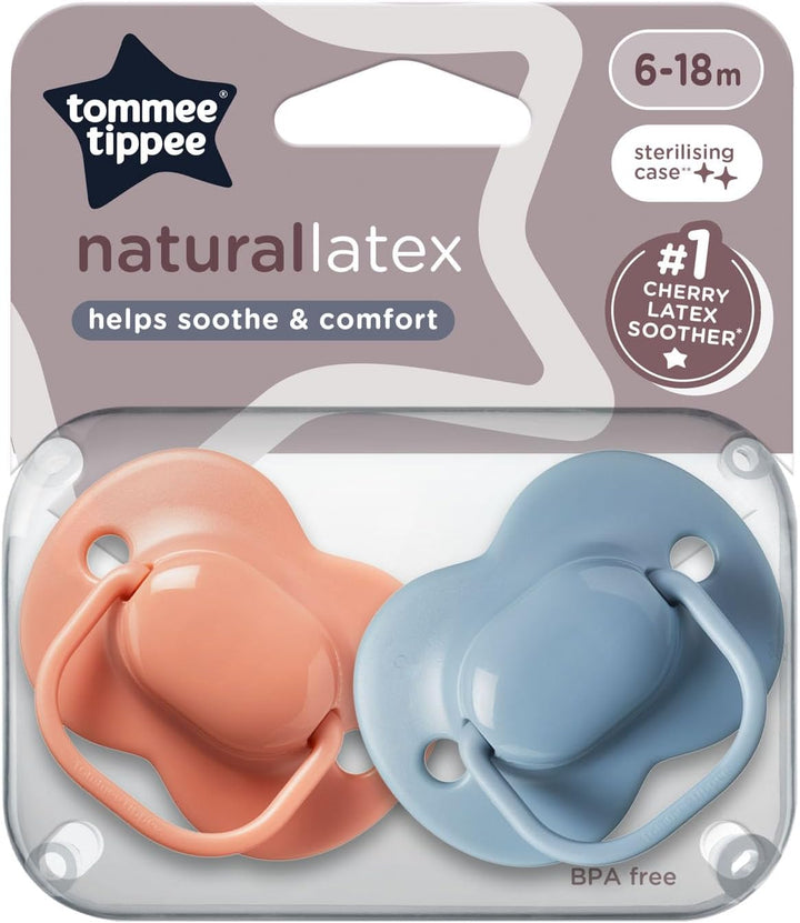 Cherry Latex Dummies, 18-36 Months, Pack of 2 Dummiess with 100% Natural Latex Baglet