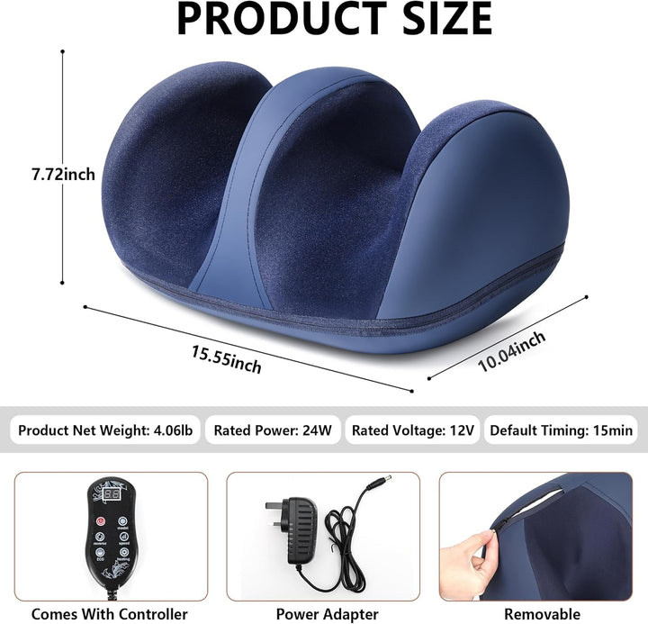 Electric Heated Foot Massager Machine - Calf Foot and Leg Massager for Plantar Fasciitis as Gifts for Men & Women, Rolling Foot Massagers for Pain and Circulation with 12-Point 3D Massage Head