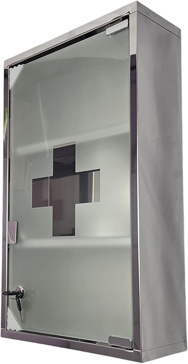 3 Shelf Medicine Cabinet Large 50 X 30 X 12Cm– Stainless Steel, Wall Mounted, Lockable Medicine Cabinet, First Aid Secure Storage for Home, Office, School, Hospitals & Lab