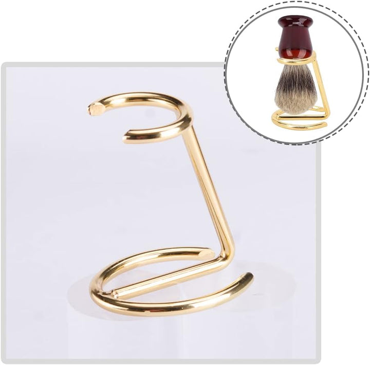 Shaving Brush Holder,Deluxe Shaving Stand Shaving Razor and Brush Stand for Safety Razor Stand Place Manual Shaving Foam Brush Stainless Steel （Golden,Without Brush）