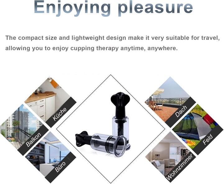 Cupping Set,Sucker, 2 Pcs Cupping Therapy Set,Vacuum Twist Suction Cupping,Vacuum Cupping Therapy,For Relaxation Pain Relief (Black, M)