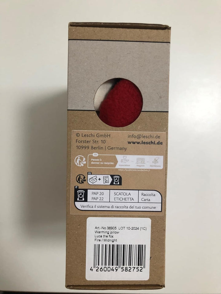 Wheat Bag Microwavable, Unscented/Heat Pack for Stomach and Lower Back/Animal: Fox Luca, Red