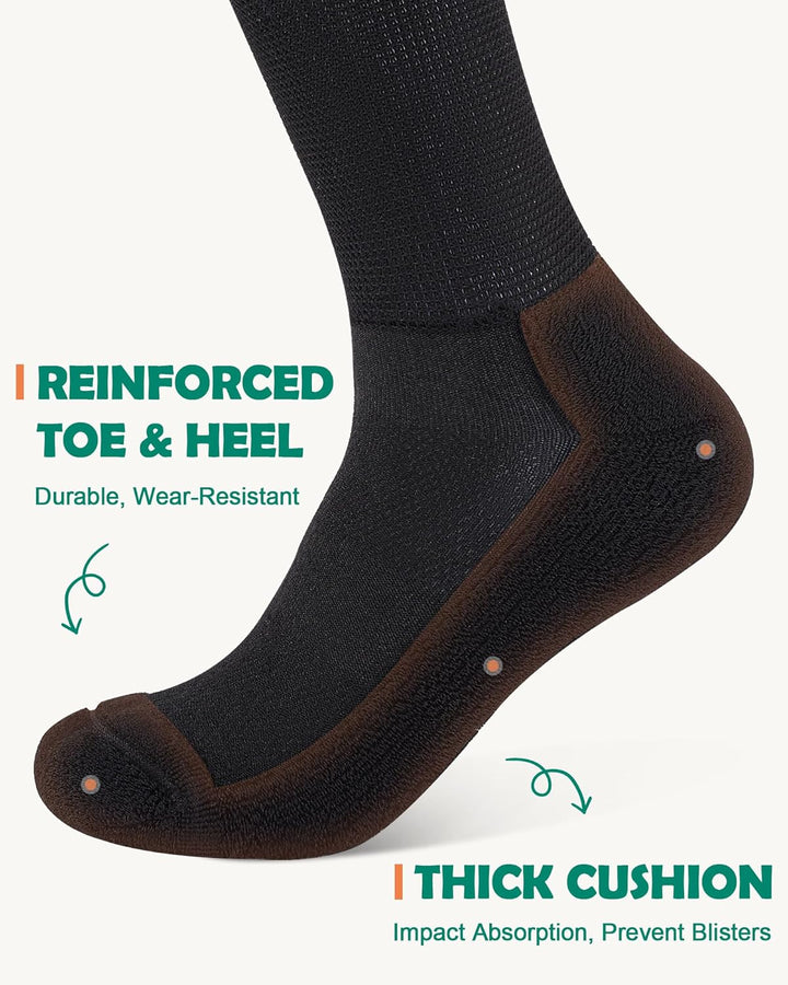 Bamboo Diabetic Socks for Men, Soft Top Cushioned Seamless Socks for Swollen Feet and Ankles, Loose Top Hospital Socks 3 Pairs