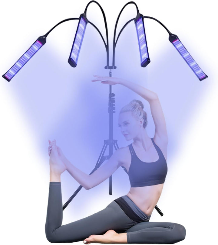 Tanning Lamp for Home, Tanning Lamp with 420Pcs Leds, 40W Face Tanning Lamp with 4 Lamp Heads and Adjustable Bracket, 460Nm Sun Lamp, Sunbeds for Home Tanning, Tanning Bed for Face and Body