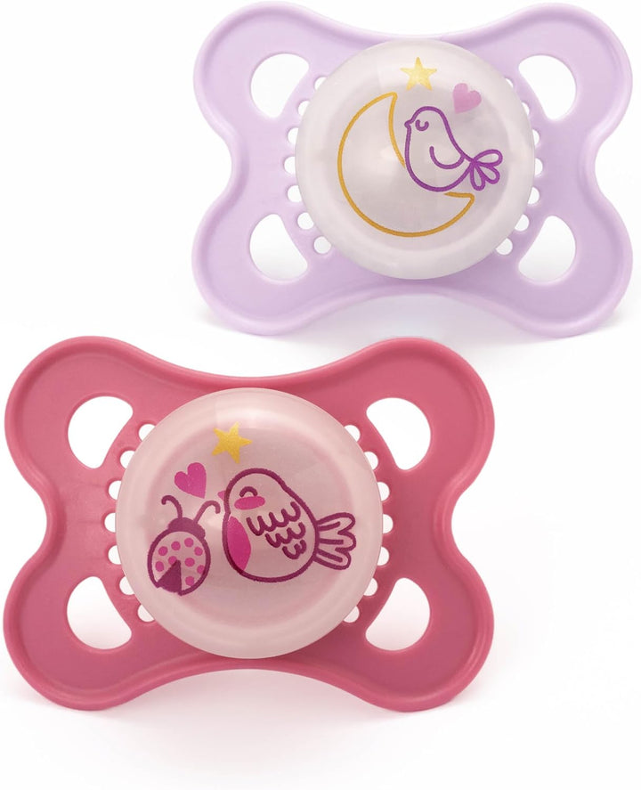 Original Soothers | 0-6 Months | 2 Pack | Comes in Dummy Steriliser Case | Sustainable Materials | Baby Accessories for Newborn | Cream/Green (Various Designs)