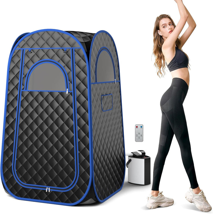 Portable Sauna Steam for Home, Folding Full Body Sauna Tent Steam Room with 3L Steamer Generator, Remote Control & Chair, Pop-Up Personal Home Sauna Pod Box for Therapy Detox Slimming (Grey)