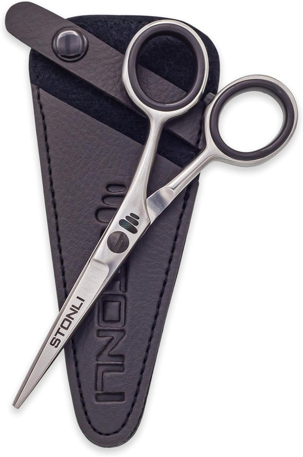 4.5 Inches Beard and Moustache Scissors - Nose Hair Trimming Stainless Steel Scissors, Safety Use for Eyebrows & Ear Hair (Silver)