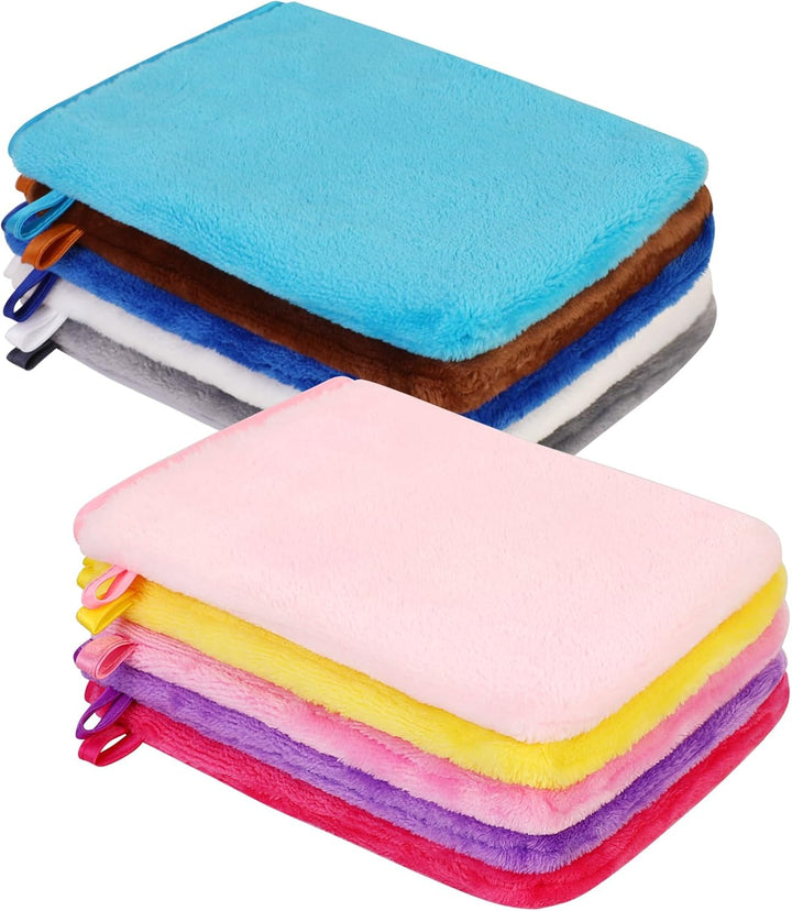 10 Pack Microfiber Body Wash Mitts, Flannel Soft Face Mitten, Bath Spa Cloth, Reusable Makeup Remover Mitt Gloves, European Style Wash Cloth,15 * 21Cm, 5 Colors