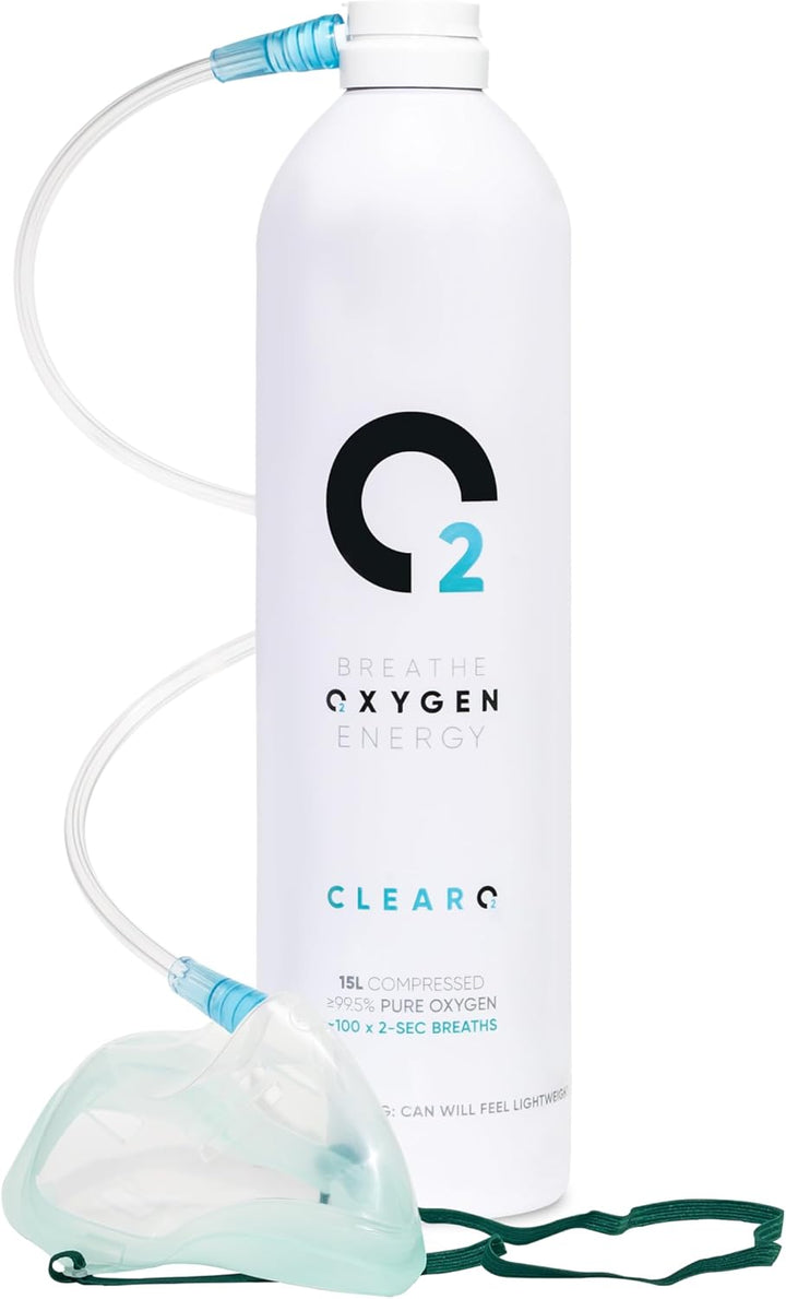 15L Oxygen Can with Mask and Tube | Pure Breathing Oxygen in a Lightweight Aluminium Canister | Made in Britain (Full Kit, 15 L (Pack of 1))