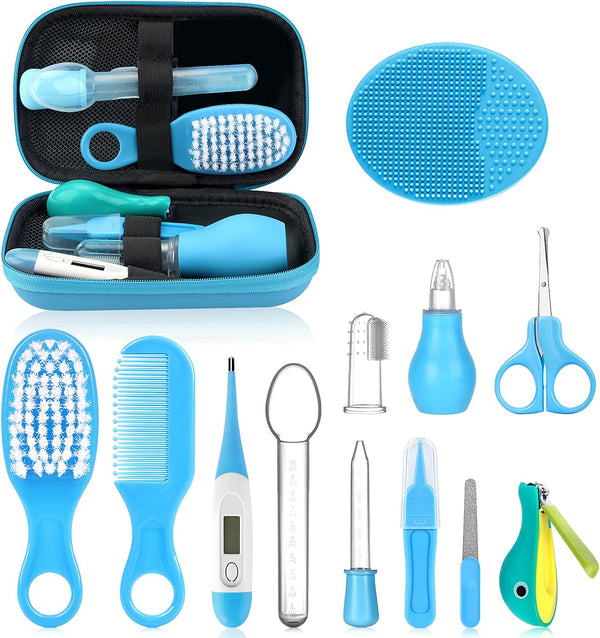 Baby Healthcare and Grooming Kit, Portable Baby Safety Care Set, Baby Essentials Kit for Newborn (Blue 13 in 1)