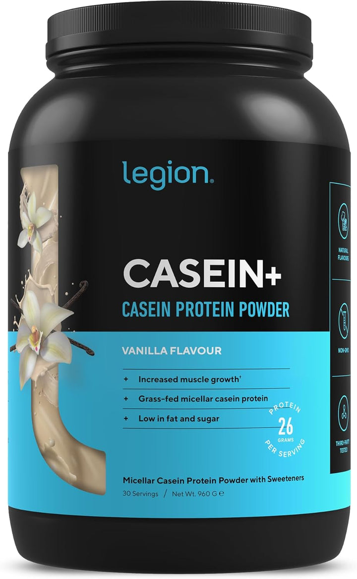 Casein+ Vanilla Pure Micellar Casein Protein Powder - Non-Gmo Grass Fed Cow Milk, Natural Flavors & Stevia, Low Carb, Keto Friendly - Best Pre Sleep (PM) Slow Release Muscle Recovery Drink 2Lb Casein protein, Slow-digesting protein, Protein supplement, Pr