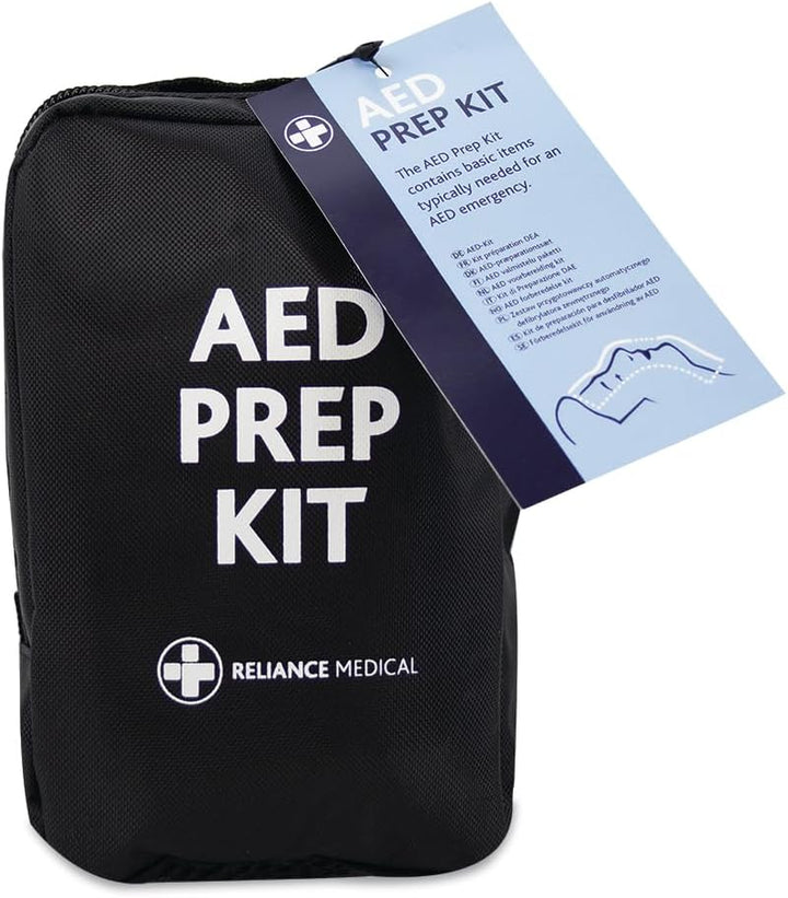AED Emergency Prep Kit for Emergencies, Essential Items for Defibrillator Use, Compact Black Bag with Belt Loop, Single Unit