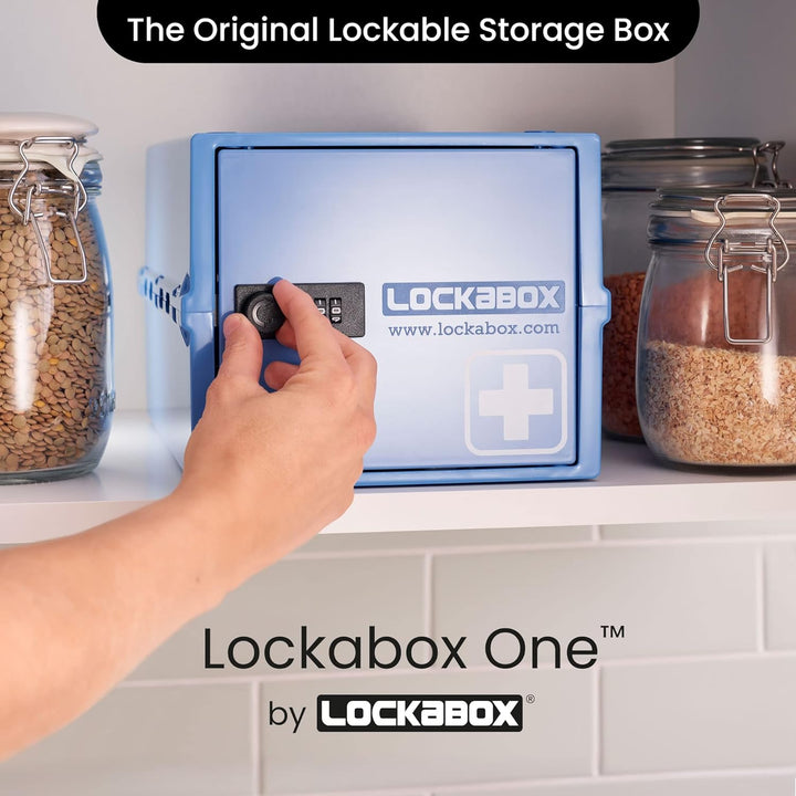 One™ | Premium Lockable Medicine Box (10L) | Lightweight & Hygienic Medicine Lock Box | Made in Britain | External Size 31 X 21 X 17 Cm (Medi Blue)