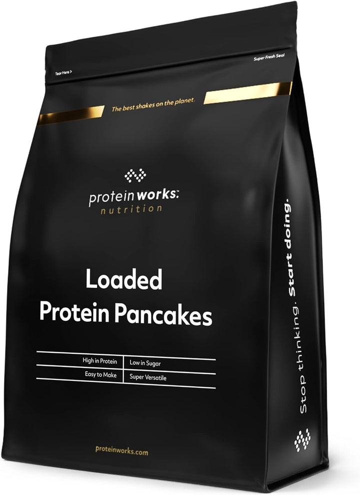 Protein Works - Loaded Protein Pancake Mix | Premium Pancake Mix | High Protein Pancakes | High Protein Breakfast | Low Sugar Snack | 16 Servings | Banana Choc Chip | 1Kg