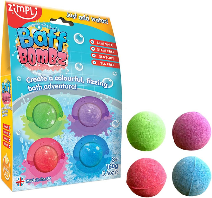 ZIMPLI - Large Cloud Rainbow Baff Bombz, Create a Rainbow Effect, Fizzing, Bathtime Adventure, Bath Bomb Fizzing Fun for Children 4 5 6 7 8 9