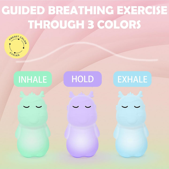 'Breathing Dragon' 5/5 & 4/7/8 Guided Visual Meditation Tool for Adults & Kids | Mindfulness and ADHD Anxiety Relief | 3-In-1 Sleep Aid Device with Night Light for Calm Your Mind for Stress