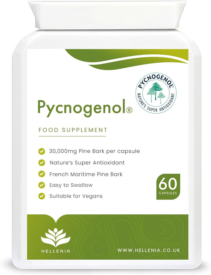 Pycnogenol® French Maritime Pine Bark Extract - 60 Capsules | Providing Naturally Powerful Bioflavonoids | High Bioavailability Pycnogenol | Suitable for Vegans - Made in the UK by