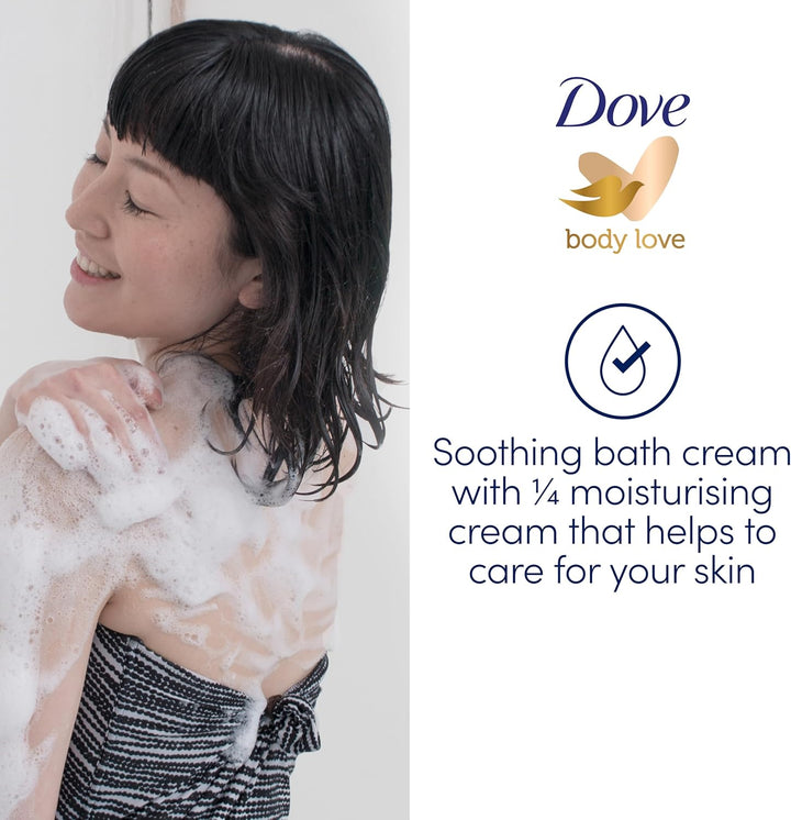 Soothing Caring Bath Bath Soak with ¼ Moisturising Cream, Almond Cream & Hibiscus for an Indulgent Bubble Bath 450 Ml