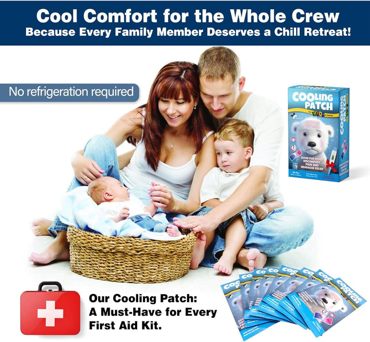 Cooling Gel Patch Color Changing 16Pcs Fever Reducer - Includes Free Digital Thermometer Hypoallergenic Non-Medicinal Pain and Headache Relief