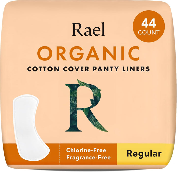 Organic Cotton Cover Panty Liners for Women - Light Absorbency, Vegan, Cruelty Free, Hypoallergenic, Unscented, Chlorine Free (Regular, 44 Count)