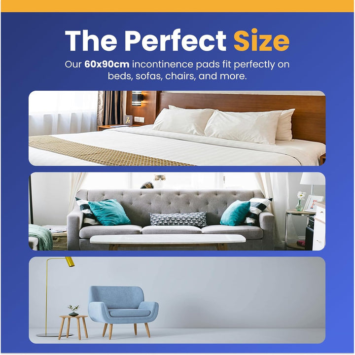 100 X Disposable Incontinence Bed Pads 90 X 60Cm – Highly Absorbent Waterproof Bed Sheets for Adults, Elderly, Children & Babies – Bed Wetting Sheets & Bed Protectors for Mattress, Sofa & Chair