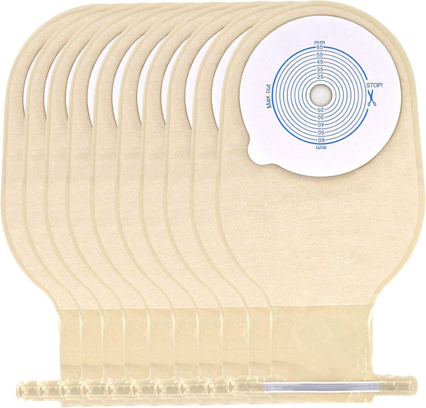 One Piece Ostomy Bag, Drainable Pouches Colostomy Ostomy Care Bag Incontinence Bags for Ileostomy Care Supplies, Cut to Fit 20-65Mm(Pack of 10)