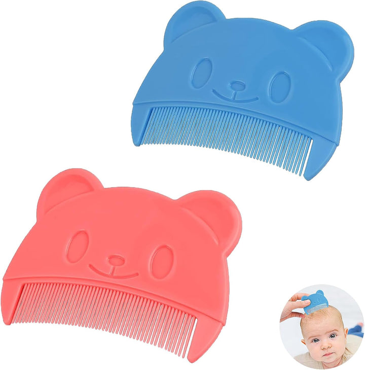 Baby Cradle Cap Brush,2 Pcs Cradle Cap Comb, Silicone Massage Brush, Baby Bath Brush,Soft No Damage Baby Scalp Brush, Baby Hair Comb, for Newborn Baby Hair Grooming (Blue-Pink)