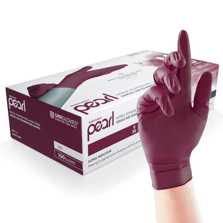 White Pearl Nitrile Examination Gloves - Multipurpose, Powder Free and Latex Free Disposable Gloves - Box of 100 Gloves, White, Medium (GP0023)