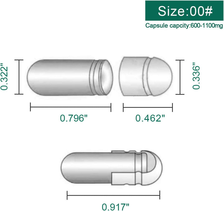 Separated Empty Capsules Size 00 Vegetarian (1000 Count), Compatible with Capsule Filling Machine 00