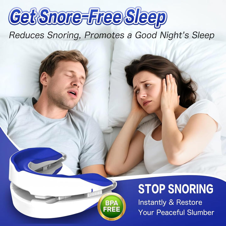Anti Snoring Devices for Sleep,Adjustable anti Snoring Device Mouth Guard,Sleeping Snore Stopper Mouthpiece,Anti Snore Mouthpiece Device Stop Snoring Aids for Women Men (Blue)