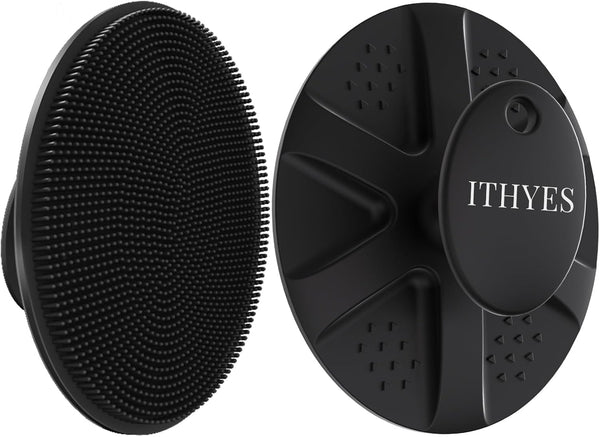 Silicone Body Scrubber Exfoliating Body Brush for Men Women Lathers Well Easy to Clean More Hygienic Shower for Face Scrubber for Sensitive Skin Body Buffer 1 Pack (Black)