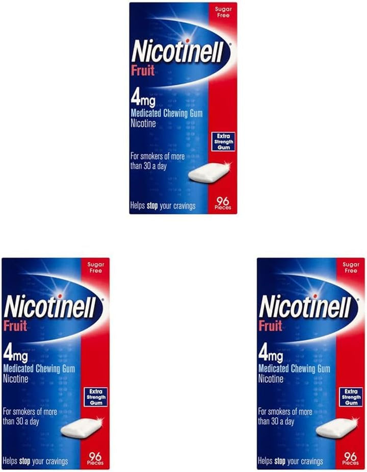 Fruit Gum 4Mg (96 Pieces), Stop Smoking Aid, Sugar Free Nicotine Gum, Mild Fruit Flavour, 4Mg Extra Strength for Heavy Smokers, Quit Smoking Aid