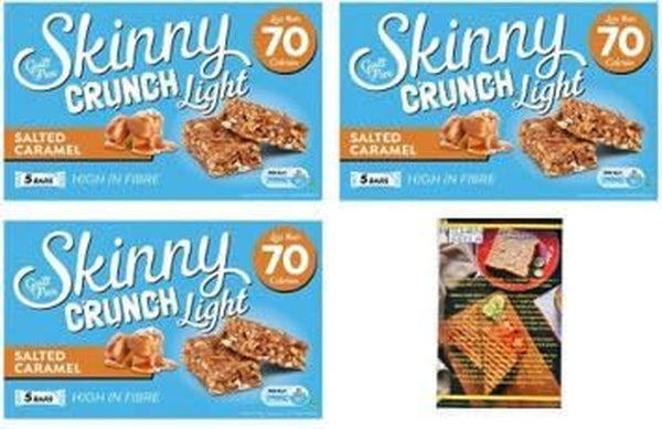 Skinny Crunch Bars Light Salted Caramel X3 Packs with Kitchenfella Healthy Challenge