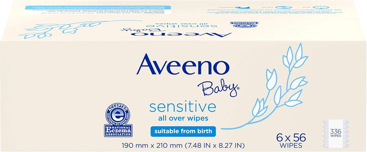 Baby  Baby Sensitive All over Wipes, Hypoallergenic & Fragrance-Free, 6 Pack of 56 Ct, 336Count