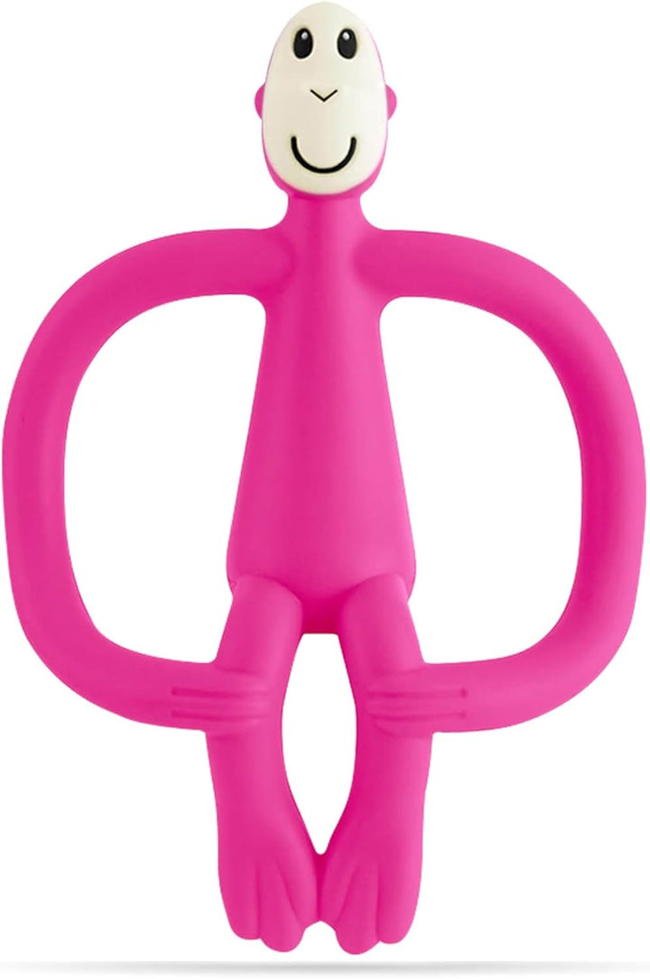 , Original Teether & Gel Applicator, Antimicrobial Silicone Teething Toys for Baby, Easy to Grip, BPA Free, 3 Months Old+, 10.5 Cm, Dusty Pink Monkey