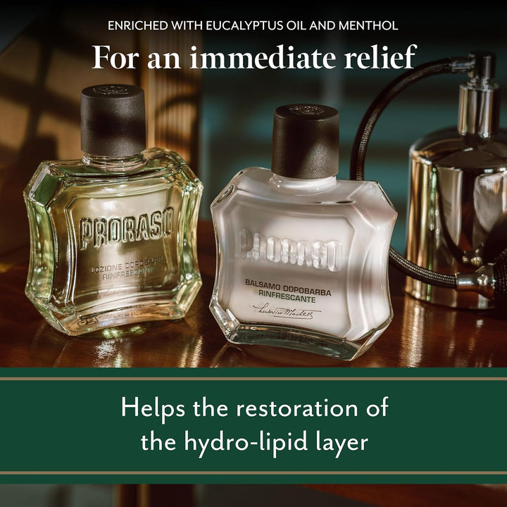 Aftershave Balm, 100Ml, Refreshing Alcohol-Free Post Shave Balm with Eucalyptus Oil and Menthol Invigorates Skin, Made in Italy, Green