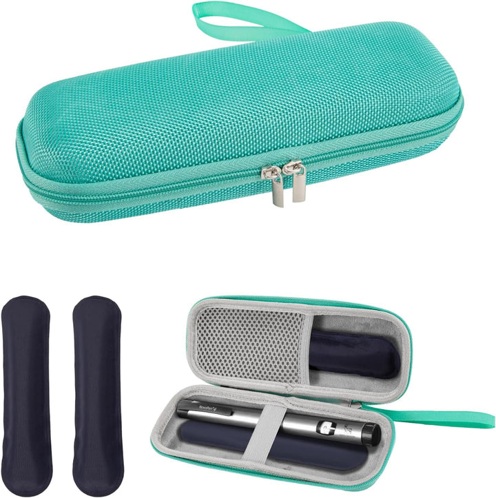 Insulin Cooler Travel Case,Monjaro Insulin Pen Case,Medicine Cool Bag with 2 Ice Packs,Portable Diabetic Medication Needles Medical Supplies Cooling Small Storage Travel Pouch