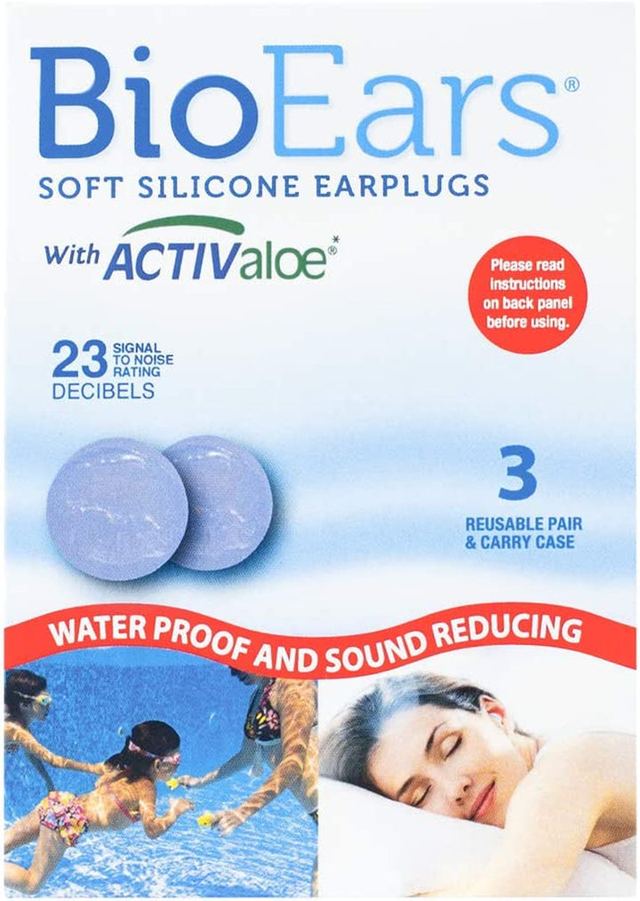 41304 Soft Silicone Earplugs with Activaloe. Premium Silicone. Protection from Water and Noise (6 Pairs),Blue