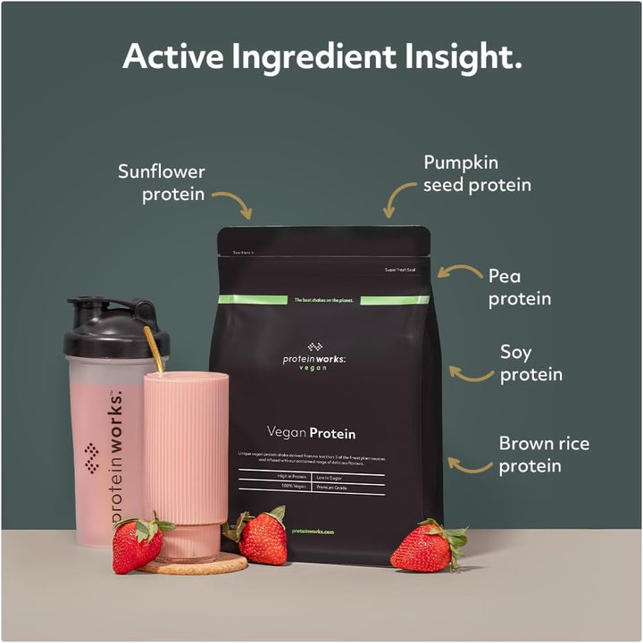 Protein Works - Vegan Protein Powder, Vanilla Crème, 33 Servings, 100% Plant Based & Natural, Premium Multi-Protein Blend, Low Fat Shake, Low Calorie Shake, 1Kg