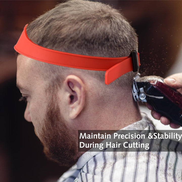 Self Haircut Hair Trimming Guide, Neckline Shaving Template, Flexible Curved Silicone Haircut Band, Shaving Template Home Hair Cutting Tool, Split Ends Trimmer Self Hair Cutters for Men (Red)